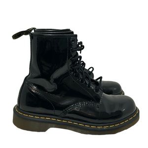 Dr. Martens 1460 W Patent Leather  Boots Womens Sz 8 L - Black Patent Lamper